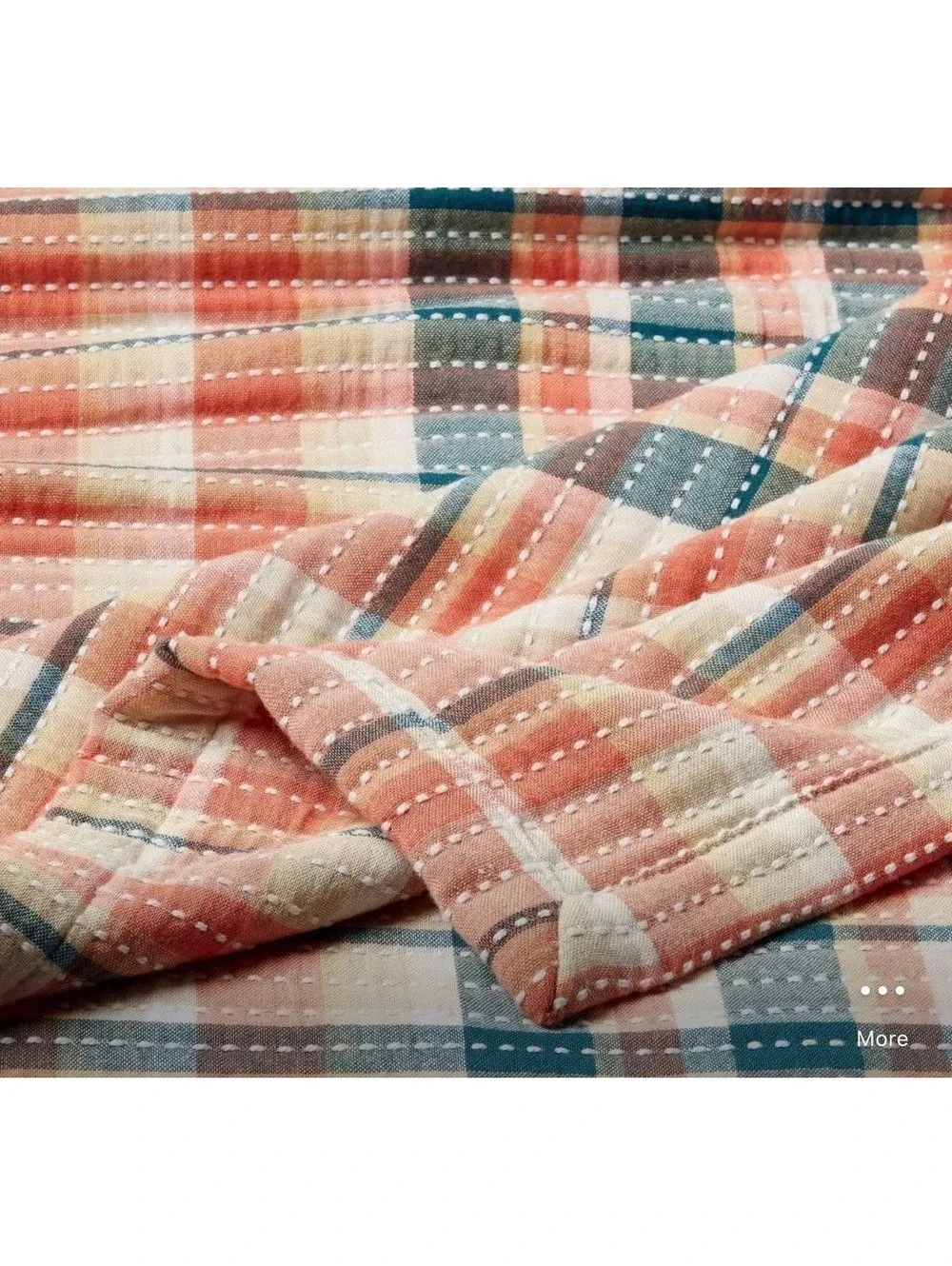 Threshold Matelassé Spring Plaid Blanket Pink/Blue Earthtones